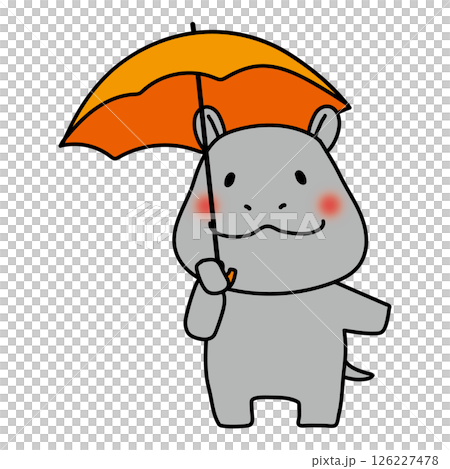 傘をさしているカバ 傘をさしているカバ 126227478