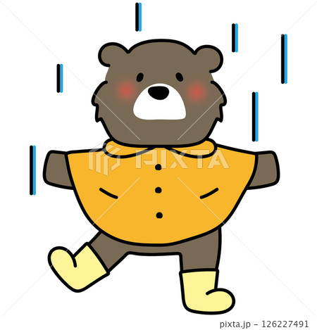 合羽を着て雨を喜ぶクマ 合羽を着て雨を喜ぶクマ 126227491