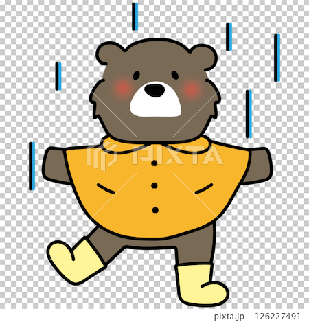 合羽を着て雨を喜ぶクマ 合羽を着て雨を喜ぶクマ 126227491