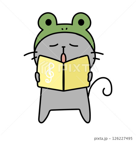 蛙の被り物をして歌をうたうネズミ 126227495