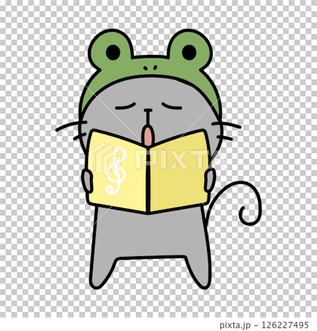 蛙の被り物をして歌をうたうネズミ 126227495