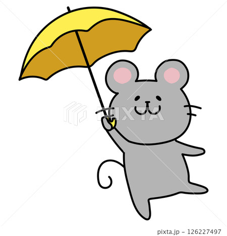 傘をさしているネズミ 126227497
