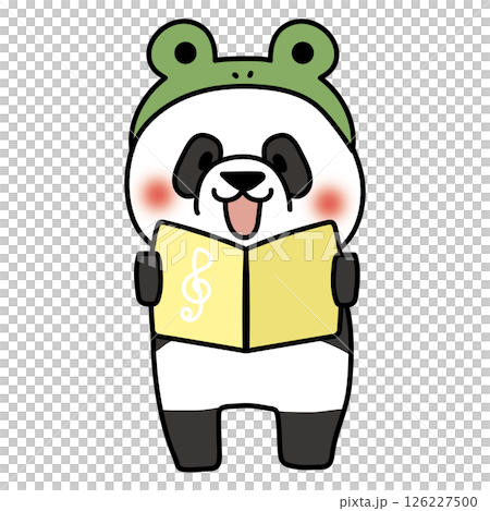 蛙の被り物をして歌をうたうパンダ 126227500