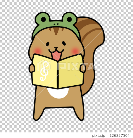 Singing squirrel wearing a frog costume Singing squirrel wearing a frog costume 126227504