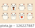 Cute kawaii cats. Cartoon funny kitten characters, adorable silhouettes with sad and happy faces for stickers, textile, posters. Vector childish doodle set 126227887