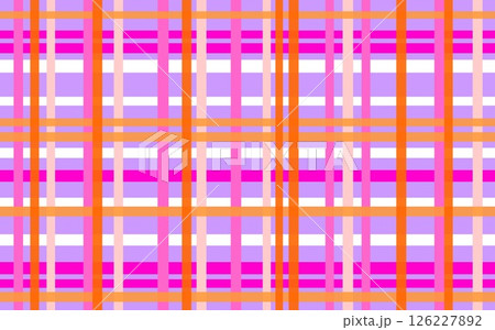 幾何学模様　格子　ピンク　オレンジ色　紫色 126227892