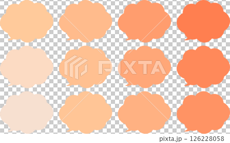 A fluffy cloud-shaped speech bubble set. Orange and skin tones. The tip of the speech bubble is at the bottom left. 126228058