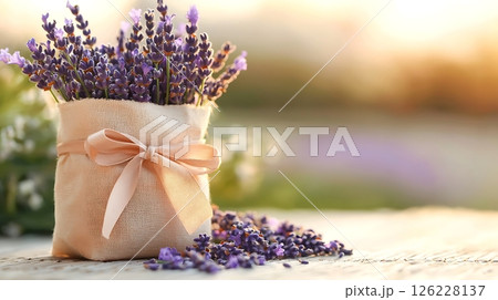 bouquet of wildflowers on wooden table 126228137