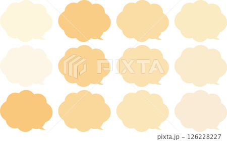 雲の形をしたモコモコの吹き出しセット。吹き出しの尻尾は右下にある。 126228227