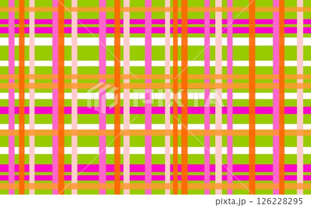 幾何学模様　格子　グリーン　ピンク　オレンジ色 126228295
