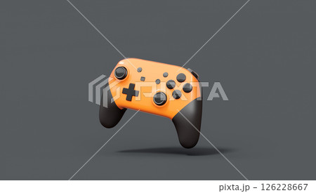 Realistic orange video game joysticks or gamepads on black background Realistic orange video game joysticks or gamepads on black background 126228667