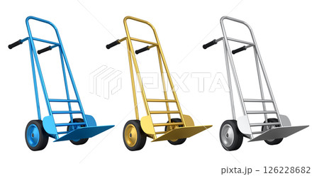 Set of Empty hand truck or dolly for delivery and carrying isolated on white background 126228682