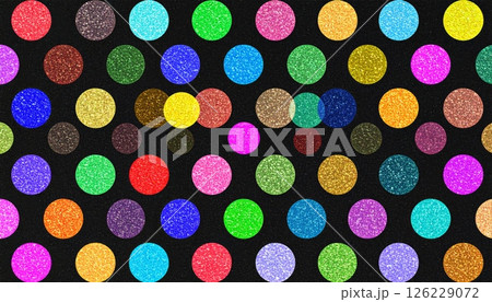 Multicolored shiny circles on a dark matte surface. Multicolored shiny circles on a dark matte surface. 126229072