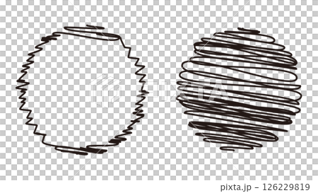 Monochrome doodle round frames. Set 1 of vector illustrations in messy sketch style Monochrome doodle round frames. Set 1 of vector illustrations in messy sketch style 126229819