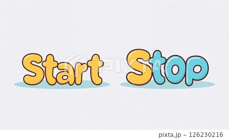 文字素材「スタート、ストップ」 126230216