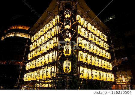 熊谷うちわ祭りの協賛提灯の櫓 126230504