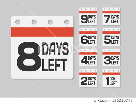Countdown daily page calendar icon - 8 days left Countdown daily page calendar icon - 8 days left 126230775
