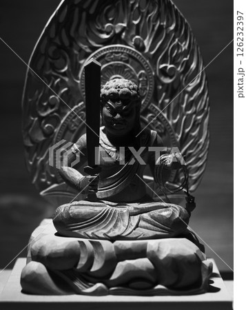 不動明王の仏像(モノクロVer) 126232397
