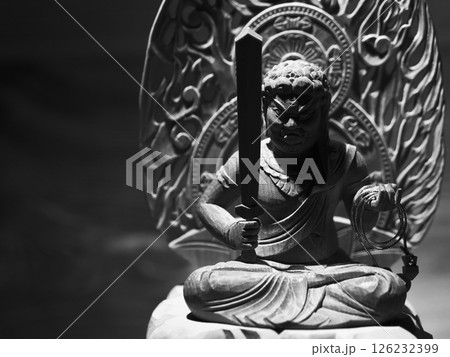 不動明王の仏像(モノクロVer) 126232399