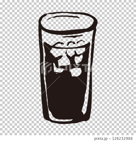 Iced coffee, coffee, cafe, line drawing, illustration 126232988