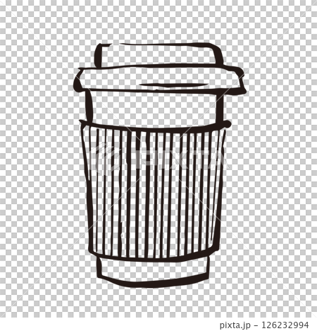 テイクアウト ホットコーヒー　珈琲 カフェ　線画 イラスト 126232994
