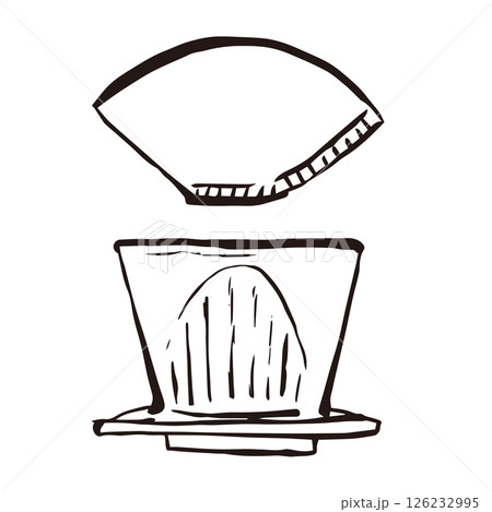 コーヒードリッパー フィルタ　珈琲 カフェ　線画 イラスト 126232995