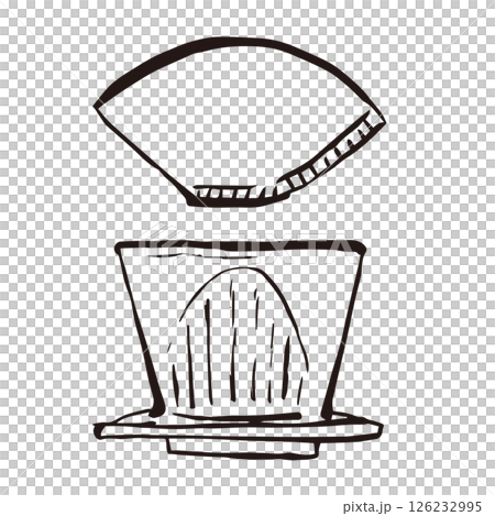 コーヒードリッパー フィルタ　珈琲 カフェ　線画 イラスト 126232995