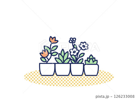 鉢植えの観葉植物のシンプルなカラーイラスト 126233008