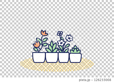 鉢植えの観葉植物のシンプルなカラーイラスト 126233008