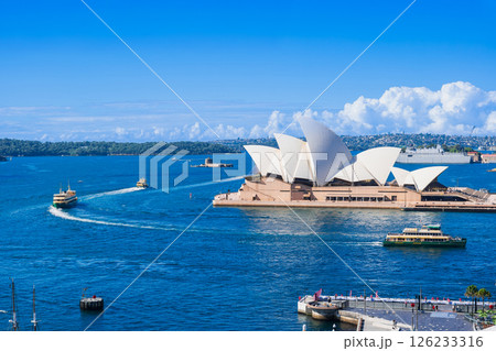 シドニー　ハーバーブリッジから見るオペラハウス 126233316