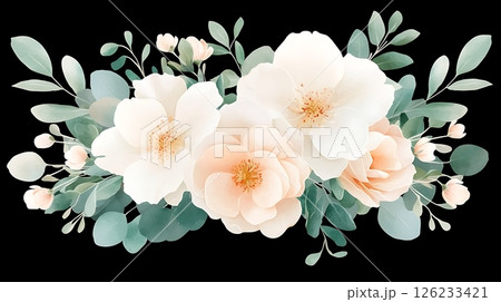watercolor circle with pink peony 126233421