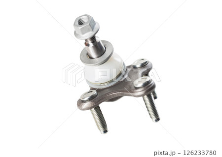 Automotive spare part ball joint on white background, isolate. Car suspension part, close-up Automotive spare part ball joint on white background, isolate. Car suspension part, close-up 126233780