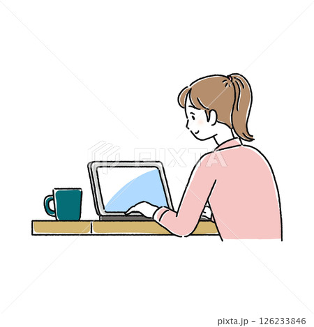 ノートパソコンを操作する女性 126233846