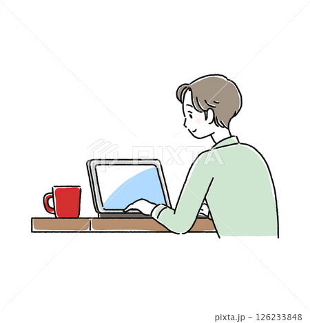ノートパソコンを操作する男性 ノートパソコンを操作する男性 126233848