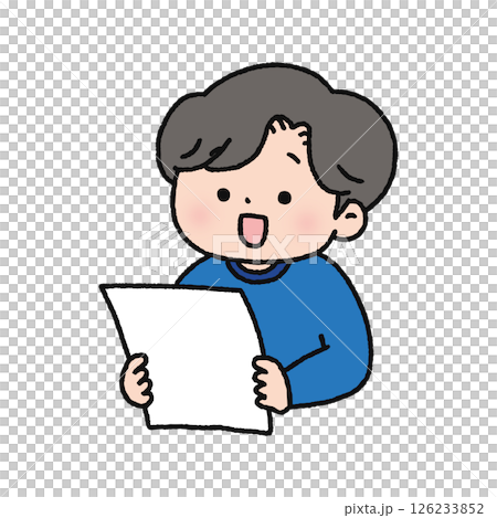 男孩讀一張印刷品 126233852