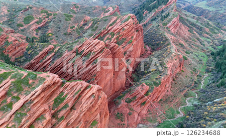 Jeti Oguz canyon or Seven Bulls Rocks in Issyk-Kul Region, Kyrgyzstan Jeti Oguz canyon or Seven Bulls Rocks in Issyk-Kul Region, Kyrgyzstan 126234688
