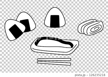 飯糰、玉子燒（煎蛋捲）和烤鮭魚套餐 126235218