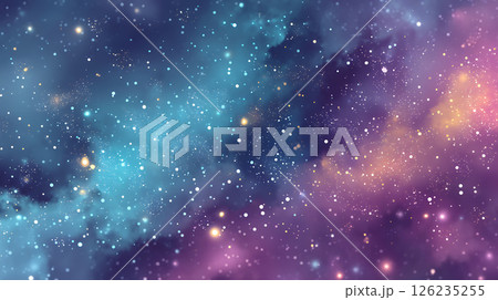 カラフルな星雲　宇宙の背景素材 126235255