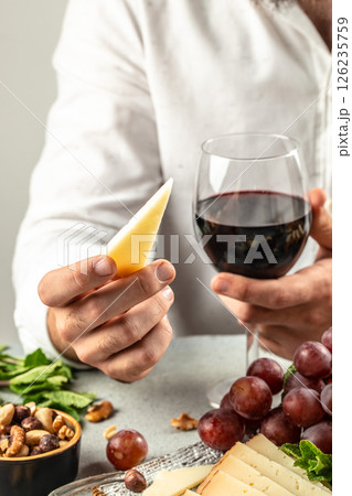 spanish manchego cheese, Spanish tapas, antipasti, banner menu recipe place for text 126235759