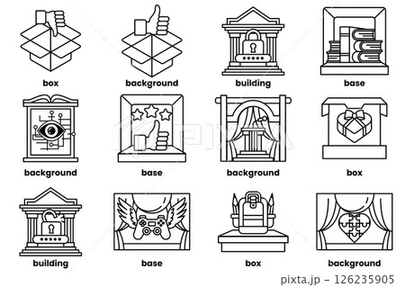 Set of illustrations in the concept of business background and objects in line style Set of illustrations in the concept of business background and objects in line style 126235905