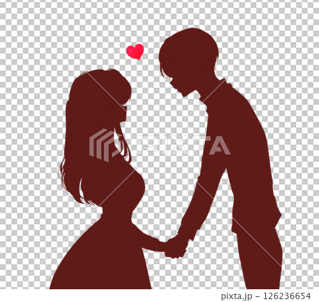 握手する男女　シルエット 126236654