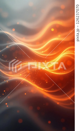 Radiant waves glide through soft hues, illuminated by sparkling light that evokes movement and warmth, suggesting heat and vitality in this abstract work Generative AI 126237070
