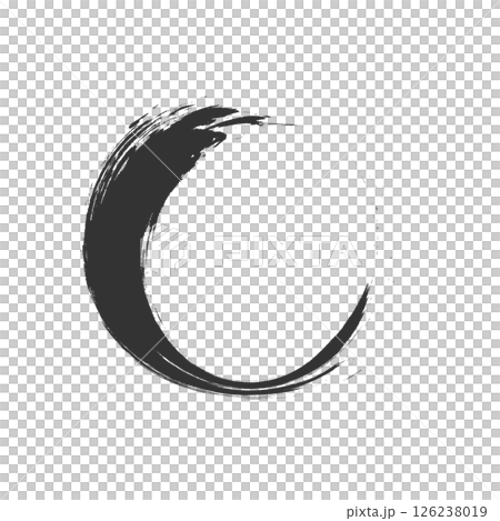 Simple round brush-style illustration material, ink black, transparent white background 126238019