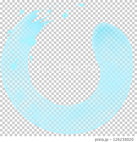 Refreshing blue sky blue watercolor style round circle frame illustration material handwritten brush style 126238020