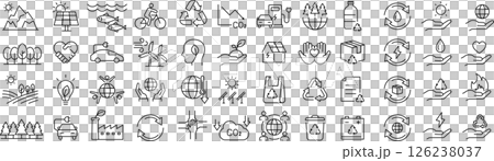ベクターでモノクロの環境に関する線画アイコンセット 126238037