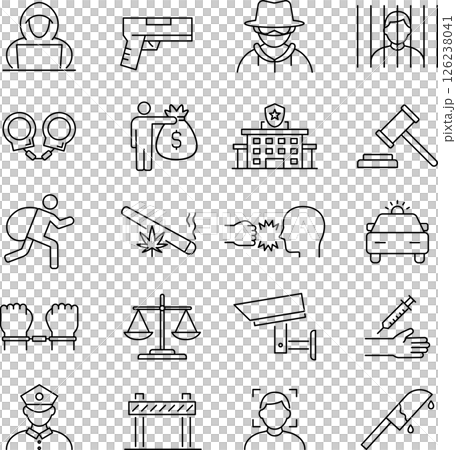 Line icon set related to crime Line icon set related to crime 126238041