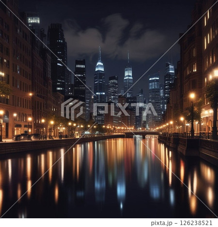 運河に映るビル 126238521
