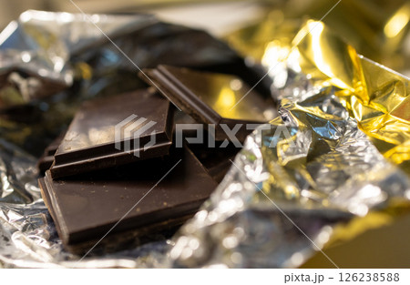 Close up.Unwrapped dark chocolate Bar .Studio Lighting Close up.Unwrapped dark chocolate Bar .Studio Lighting 126238588
