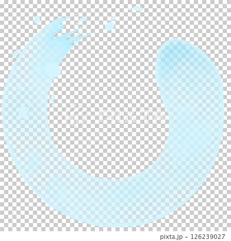 水彩手書き風の水色スカイブルー円形フレーム枠素材　夏のさわやかイラスト 126239027