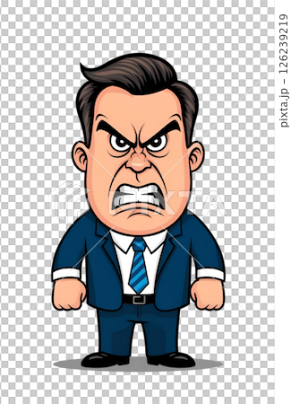 Illustration of an angry man in a suit on a white background 126239219